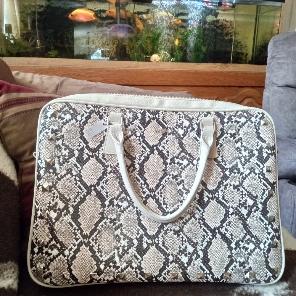 White House Black Market Black and Cream Laptop Bag